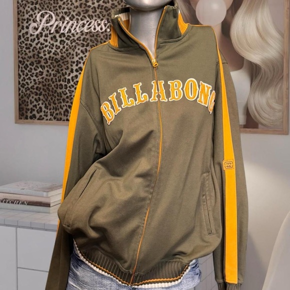 Billabong Tops - Billabong Vintage Y2K Green/Yellow Zip Up